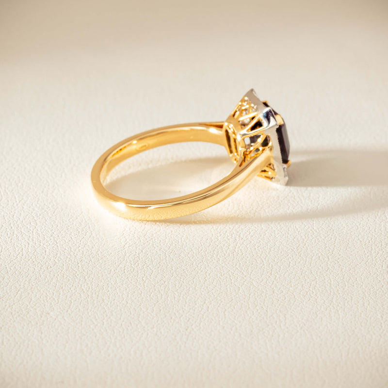 18ct Yellow Gold 2.15ct Green Sapphire & Diamond Empire Ring - Ring - Walker & Hall