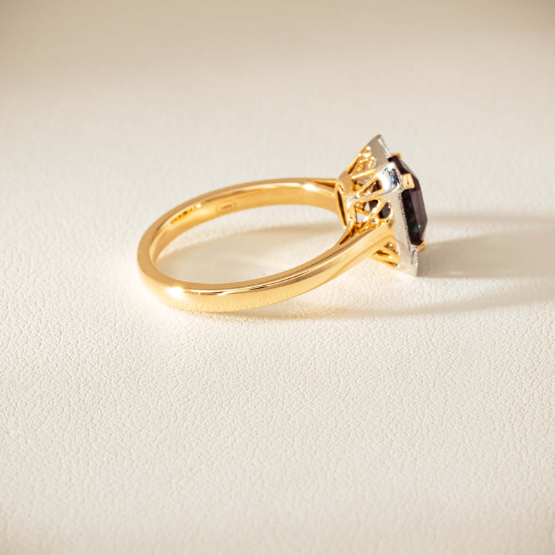 18ct Yellow Gold 2.15ct Green Sapphire & Diamond Empire Ring - Ring - Walker & Hall