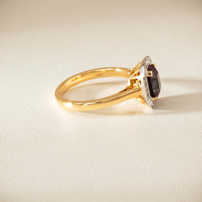 18ct Yellow Gold 2.15ct Green Sapphire & Diamond Empire Ring - Ring - Walker & Hall