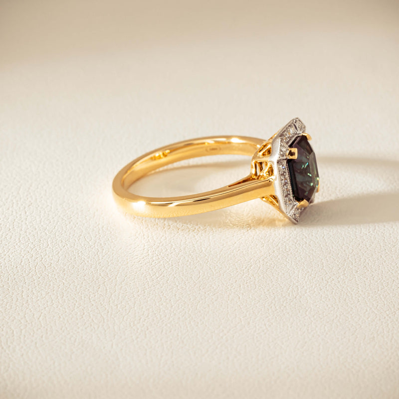 18ct Yellow Gold 2.15ct Green Sapphire & Diamond Empire Ring - Ring - Walker & Hall