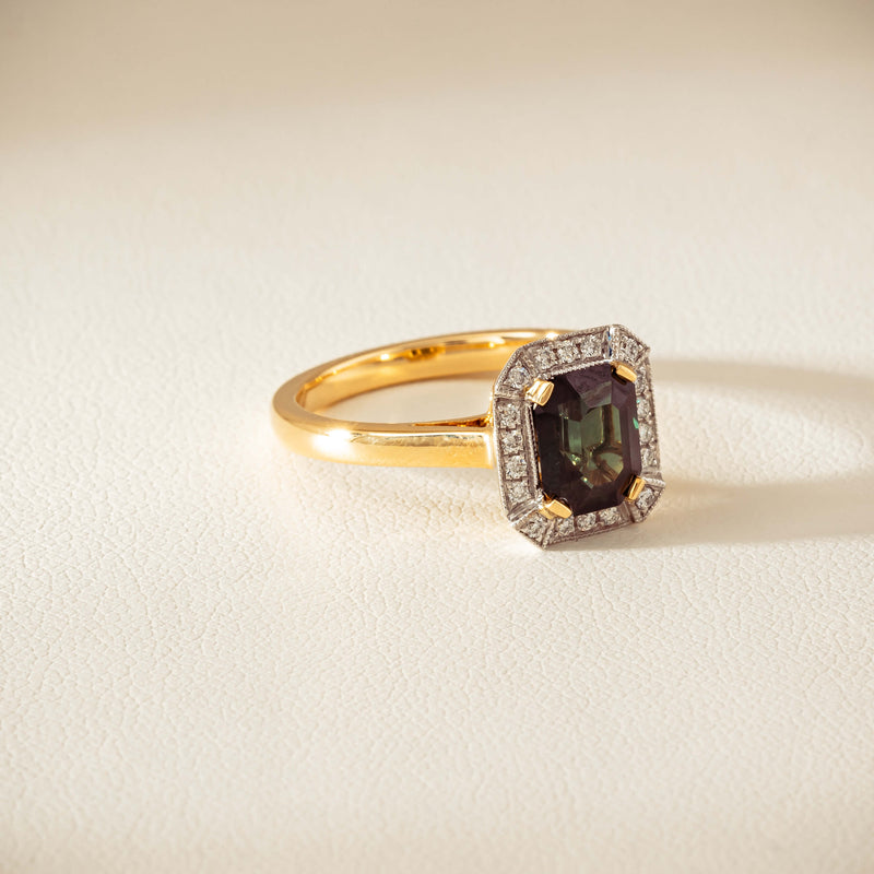 18ct Yellow Gold 2.15ct Green Sapphire & Diamond Empire Ring - Ring - Walker & Hall