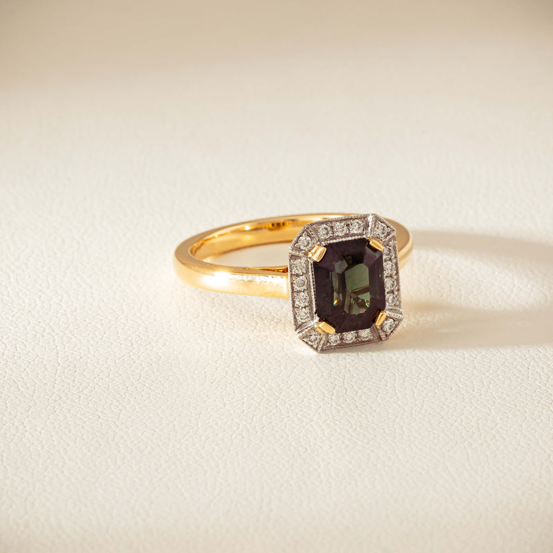 18ct Yellow Gold 2.15ct Green Sapphire & Diamond Empire Ring - Ring - Walker & Hall