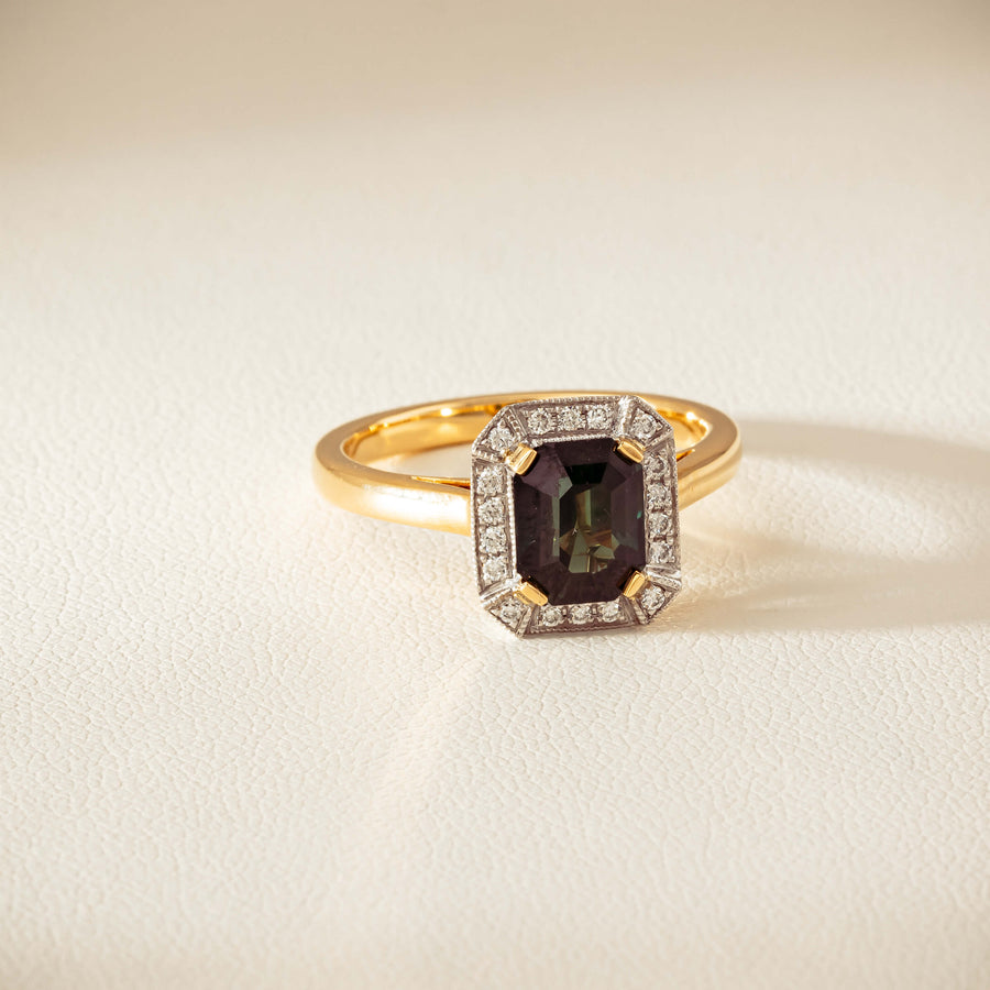 18ct Yellow Gold 2.15ct Green Sapphire & Diamond Empire Ring - Ring - Walker & Hall