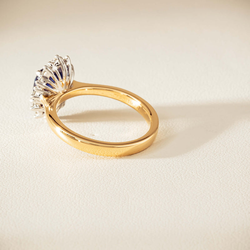 18ct Yellow Gold 2.20ct Sapphire & Diamond Belle Ring - Ring - Walker & Hall