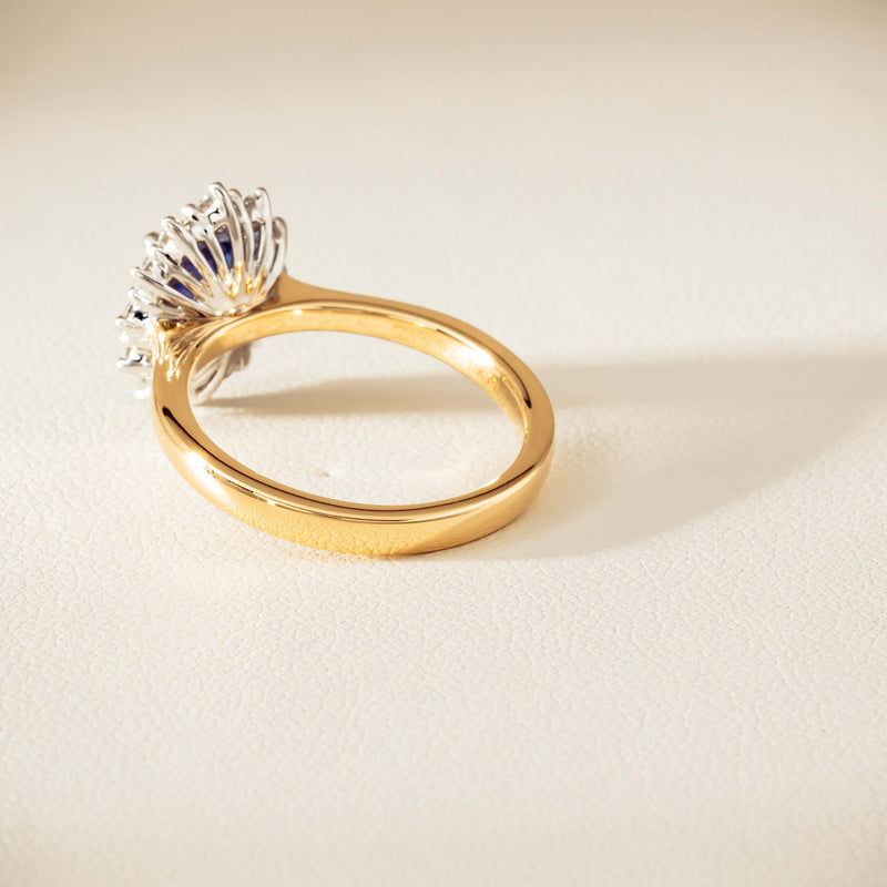 18ct Yellow Gold 2.20ct Sapphire & Diamond Belle Ring - Ring - Walker & Hall