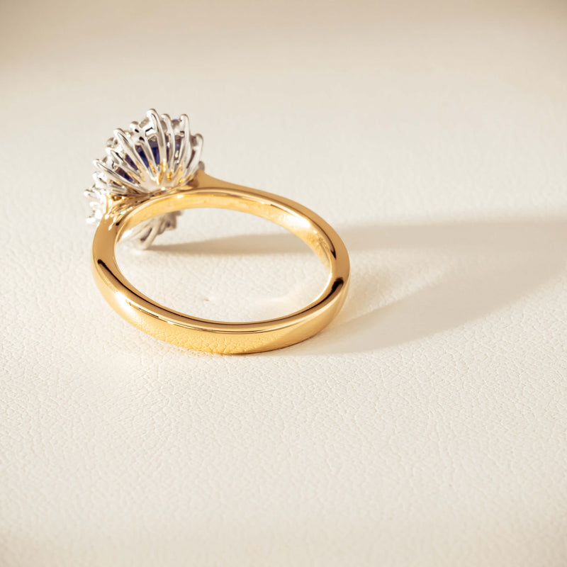 18ct Yellow Gold 2.20ct Sapphire & Diamond Belle Ring - Ring - Walker & Hall