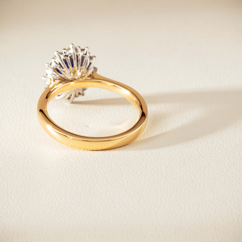 18ct Yellow Gold 2.20ct Sapphire & Diamond Belle Ring - Ring - Walker & Hall