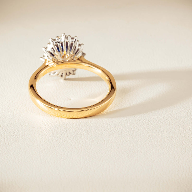 18ct Yellow Gold 2.20ct Sapphire & Diamond Belle Ring - Ring - Walker & Hall