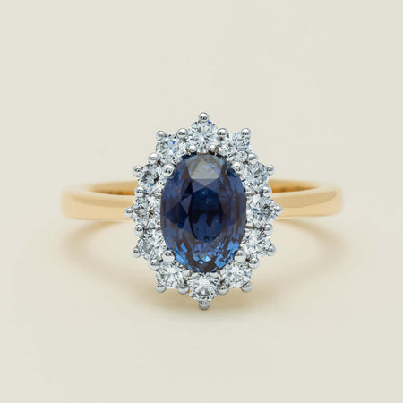 18ct Yellow Gold 2.20ct Sapphire & Diamond Belle Ring - Ring - Walker & Hall