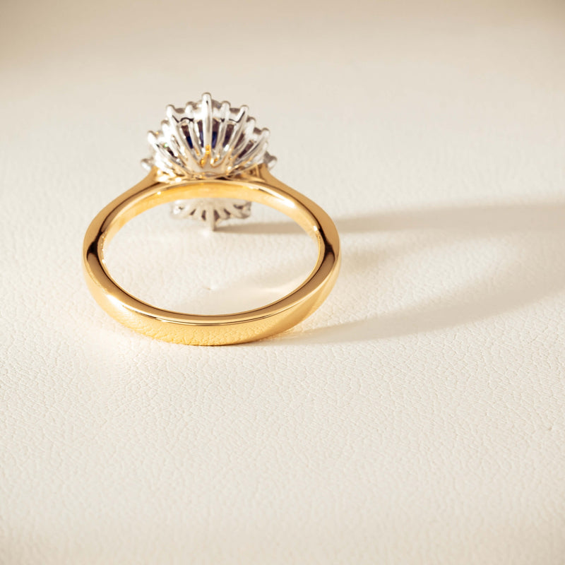 18ct Yellow Gold 2.20ct Sapphire & Diamond Belle Ring - Ring - Walker & Hall