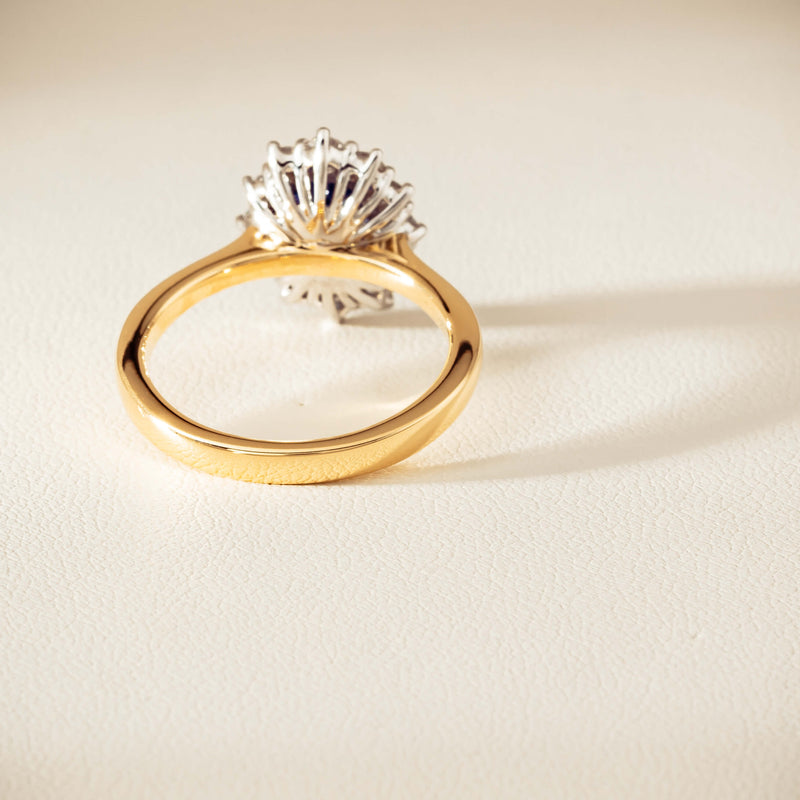 18ct Yellow Gold 2.20ct Sapphire & Diamond Belle Ring - Ring - Walker & Hall