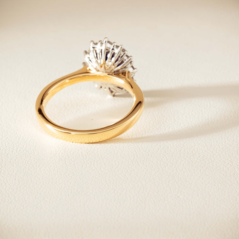 18ct Yellow Gold 2.20ct Sapphire & Diamond Belle Ring - Ring - Walker & Hall