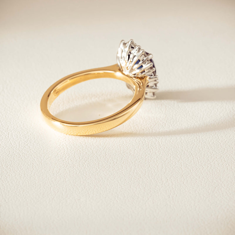 18ct Yellow Gold 2.20ct Sapphire & Diamond Belle Ring - Ring - Walker & Hall