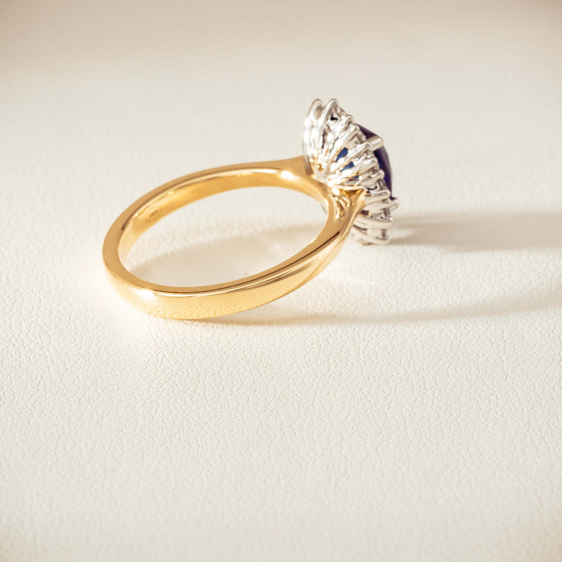 18ct Yellow Gold 2.20ct Sapphire & Diamond Belle Ring - Ring - Walker & Hall