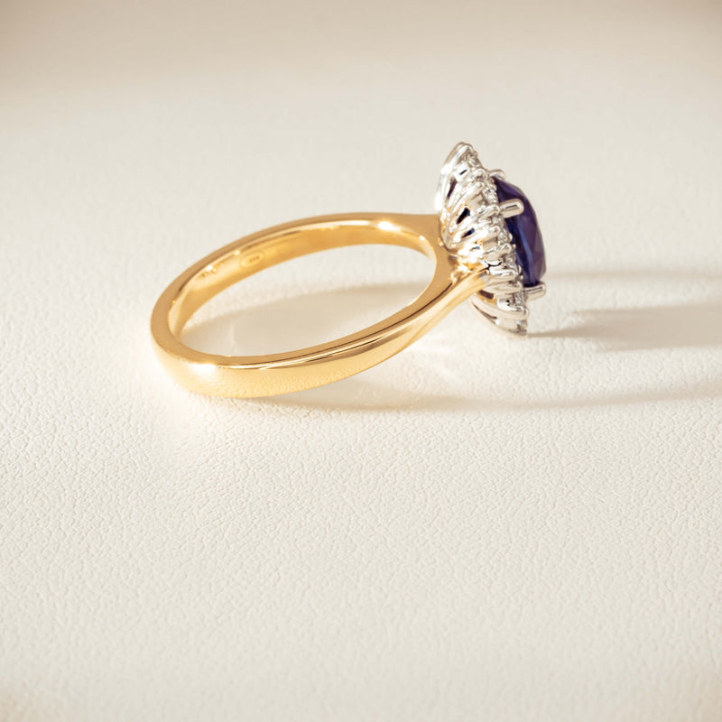 18ct Yellow Gold 2.20ct Sapphire & Diamond Belle Ring - Ring - Walker & Hall