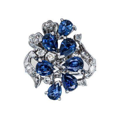 Deja Vu Silver/Palladium/Gold Sapphire & Diamond Ring - Ring - Walker & Hall
