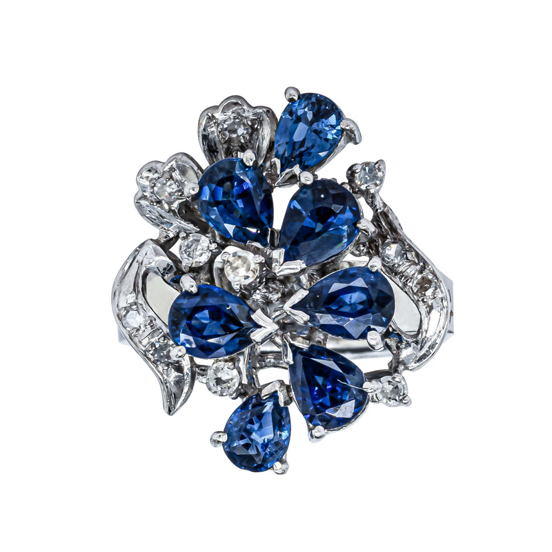 Deja Vu Silver/Palladium/Gold Sapphire & Diamond Ring - Ring - Walker & Hall