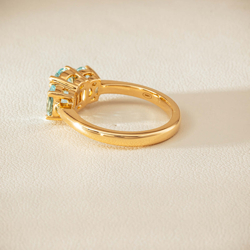18ct Yellow Gold Aquamarine Odyssey Three-Stone Ring - Ring - Walker & Hall