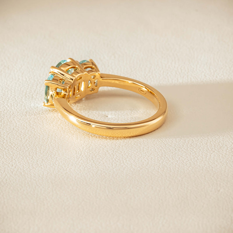 18ct Yellow Gold Aquamarine Odyssey Three-Stone Ring - Ring - Walker & Hall