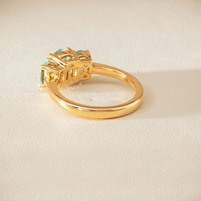 18ct Yellow Gold Aquamarine Odyssey Three-Stone Ring - Ring - Walker & Hall