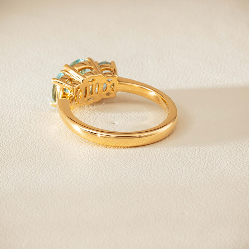 18ct Yellow Gold Aquamarine Odyssey Three-Stone Ring - Ring - Walker & Hall