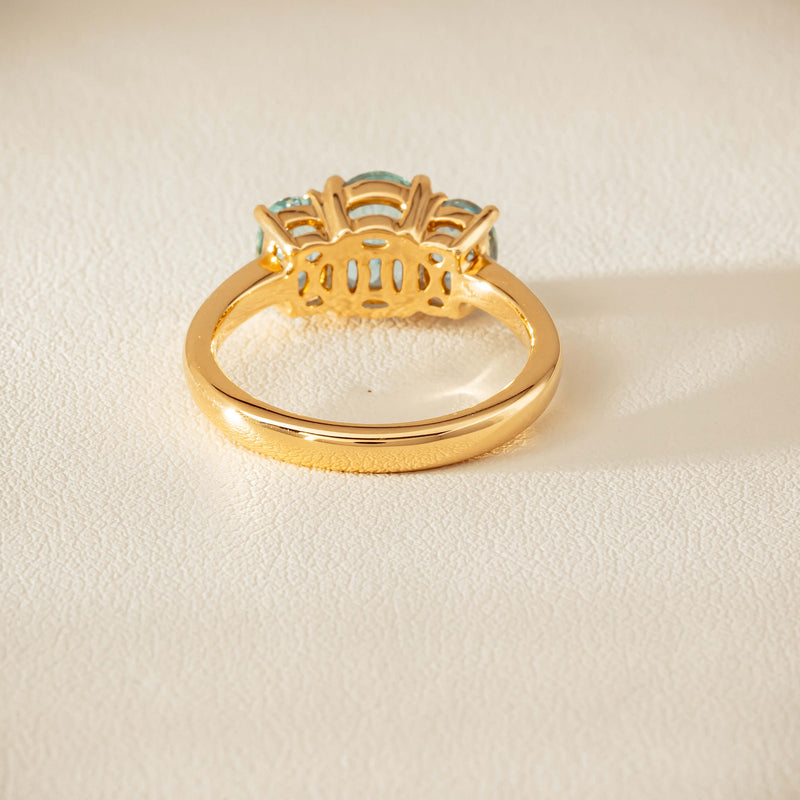18ct Yellow Gold Aquamarine Odyssey Three-Stone Ring - Ring - Walker & Hall