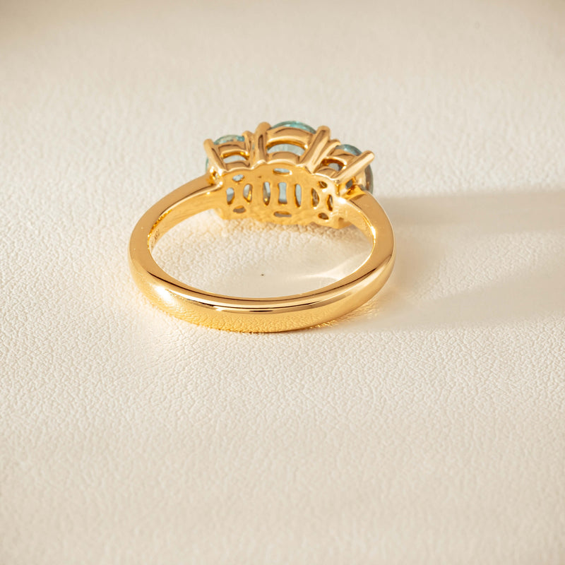 18ct Yellow Gold Aquamarine Odyssey Three-Stone Ring - Ring - Walker & Hall