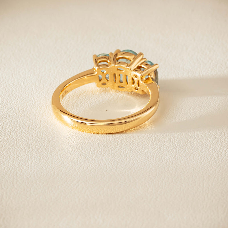 18ct Yellow Gold Aquamarine Odyssey Three-Stone Ring - Ring - Walker & Hall