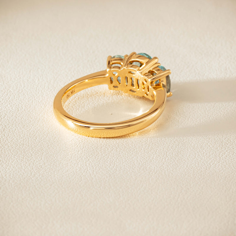 18ct Yellow Gold Aquamarine Odyssey Three-Stone Ring - Ring - Walker & Hall
