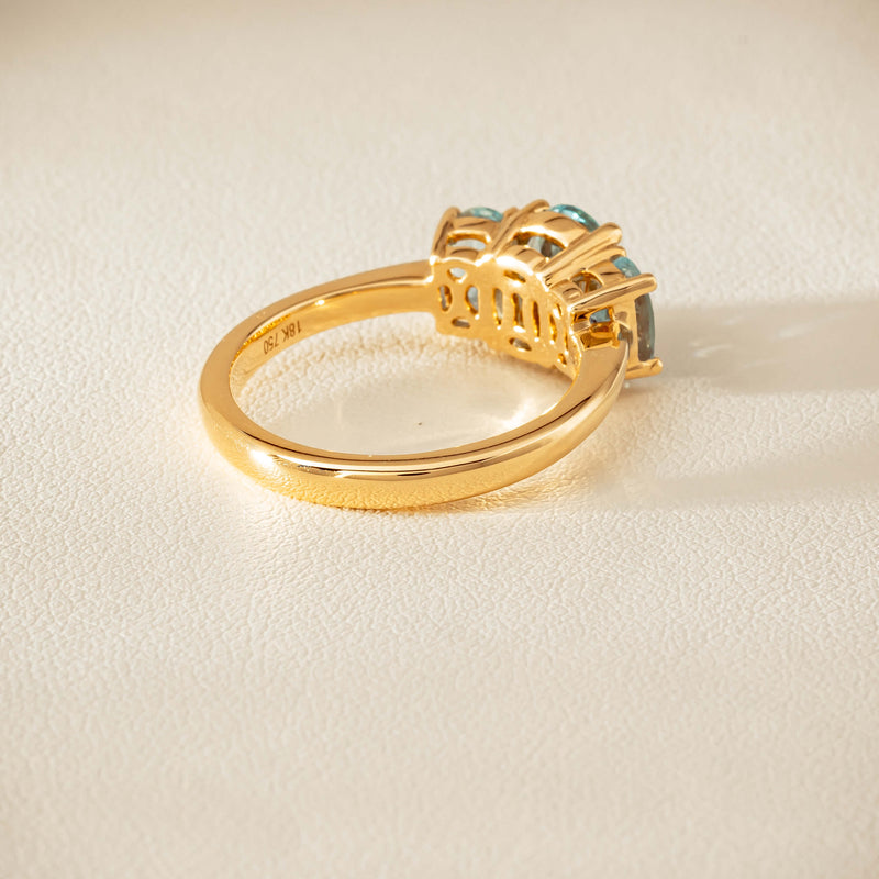 18ct Yellow Gold Aquamarine Odyssey Three-Stone Ring - Ring - Walker & Hall