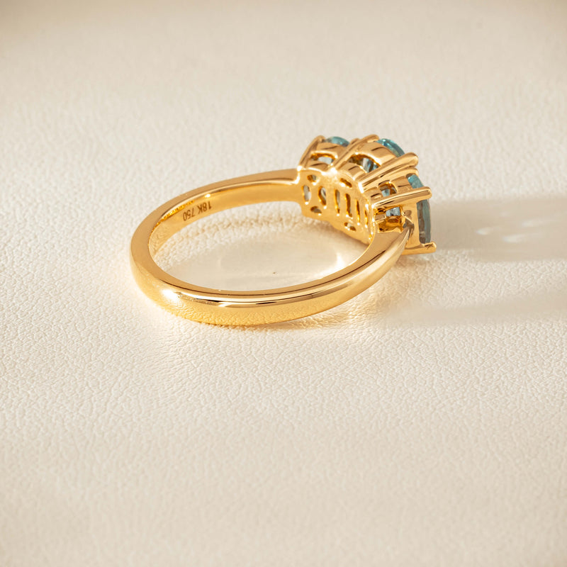 18ct Yellow Gold Aquamarine Odyssey Three-Stone Ring - Ring - Walker & Hall