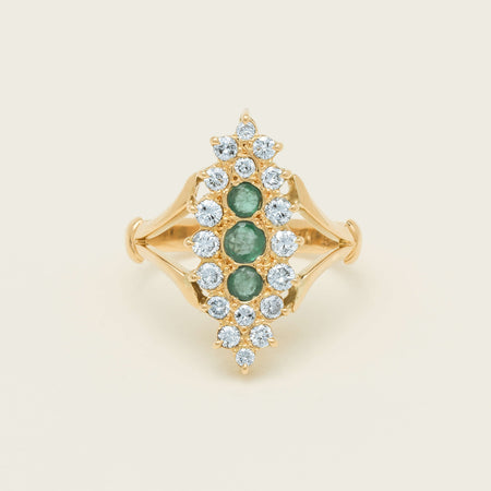 Deja Vu 18ct Yellow Gold Emerald & Diamond Cluster Ring - Ring - Walker & Hall