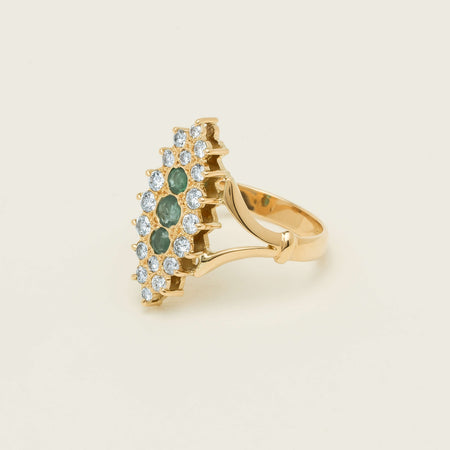 Deja Vu 18ct Yellow Gold Emerald & Diamond Cluster Ring - Ring - Walker & Hall