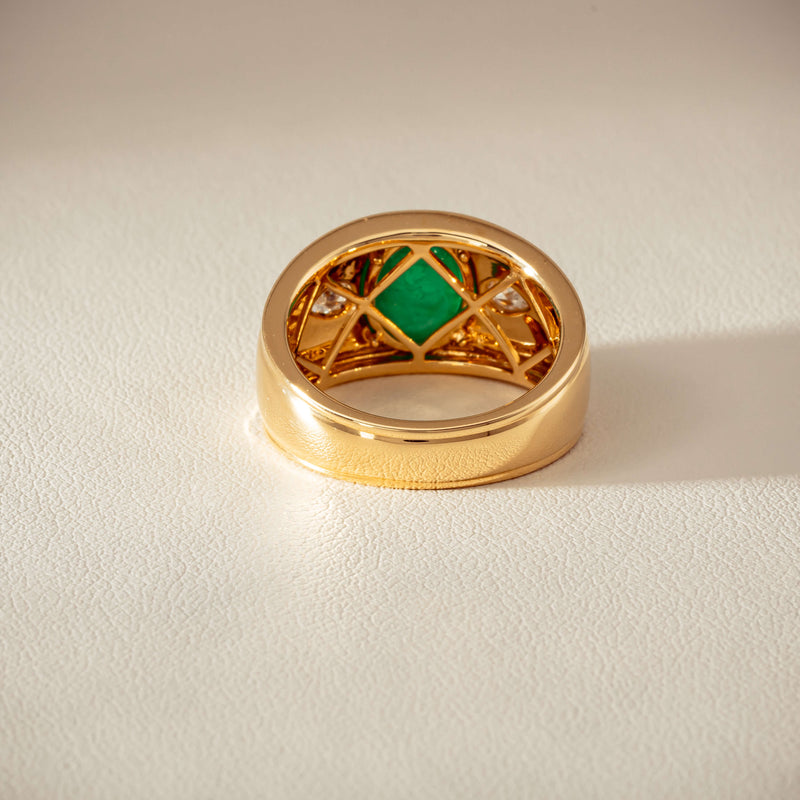 18ct Yellow Gold 2.12ct Oval Cabochon Emerald Ring - Ring - Walker & Hall