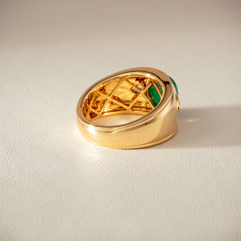 18ct Yellow Gold 2.12ct Oval Cabochon Emerald Ring - Ring - Walker & Hall