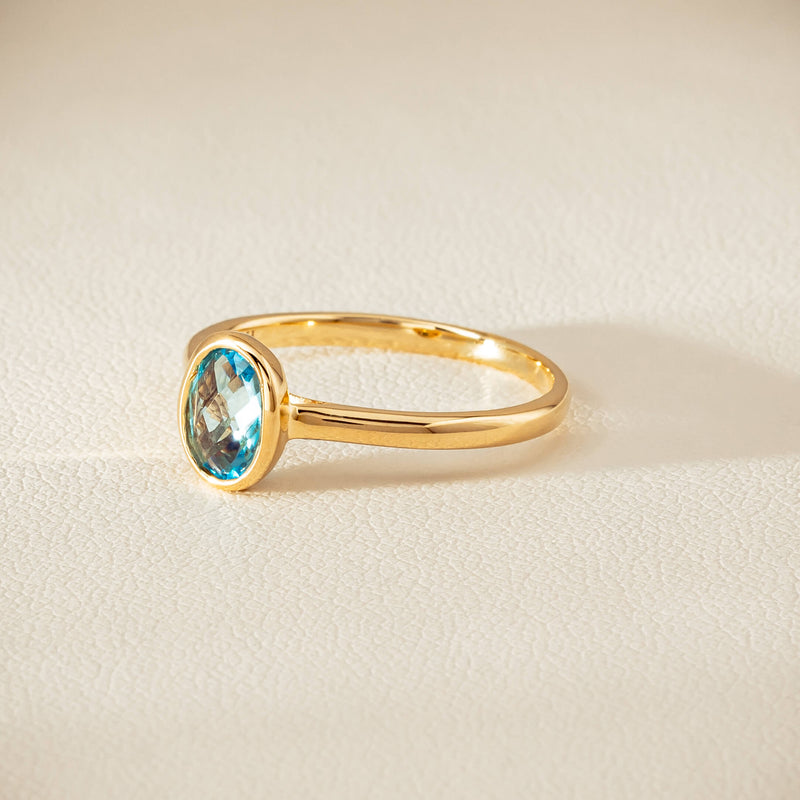 9ct Yellow Gold Blue Topaz Iris Ring - Ring - Walker & Hall