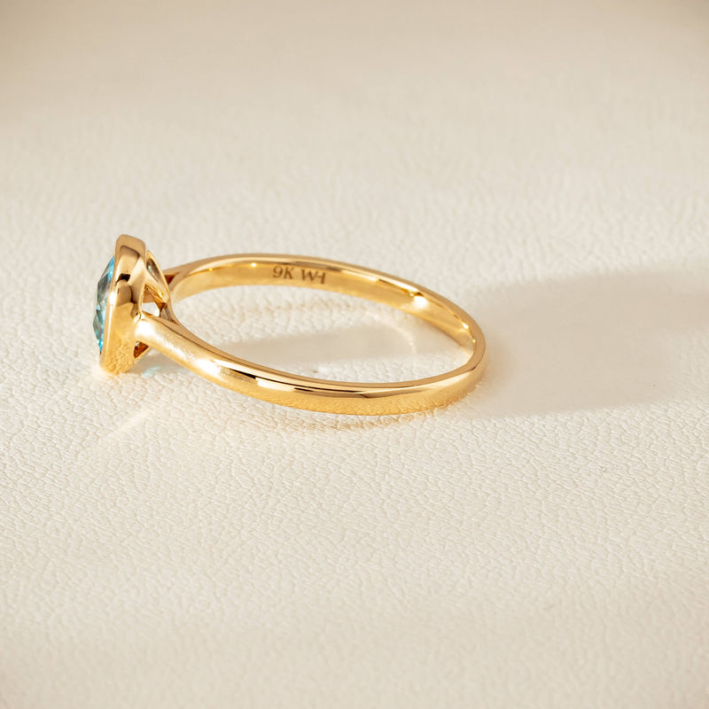 9ct Yellow Gold Blue Topaz Iris Ring - Ring - Walker & Hall