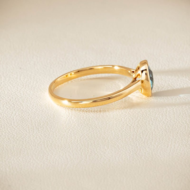 9ct Yellow Gold Blue Topaz Iris Ring - Ring - Walker & Hall