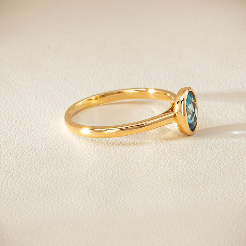 9ct Yellow Gold Blue Topaz Iris Ring - Ring - Walker & Hall