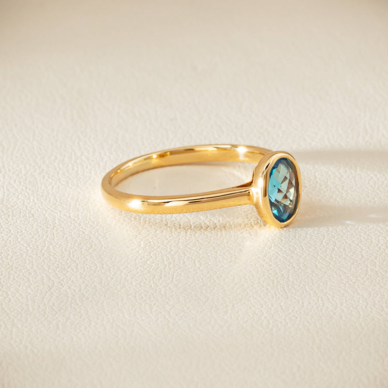 9ct Yellow Gold Blue Topaz Iris Ring - Ring - Walker & Hall
