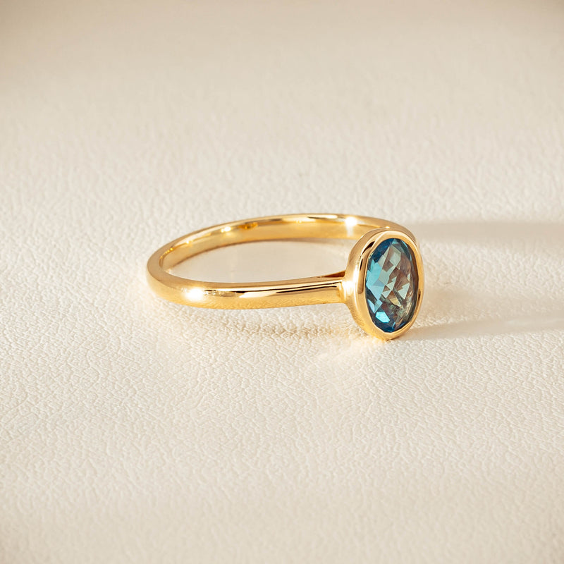 9ct Yellow Gold Blue Topaz Iris Ring - Ring - Walker & Hall