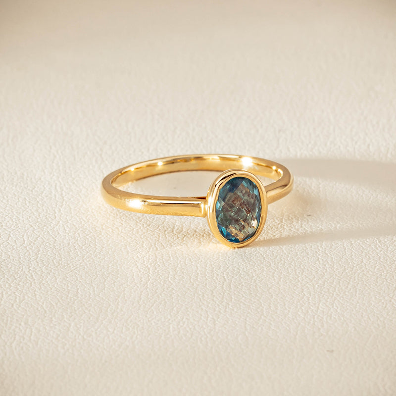 9ct Yellow Gold Blue Topaz Iris Ring - Ring - Walker & Hall