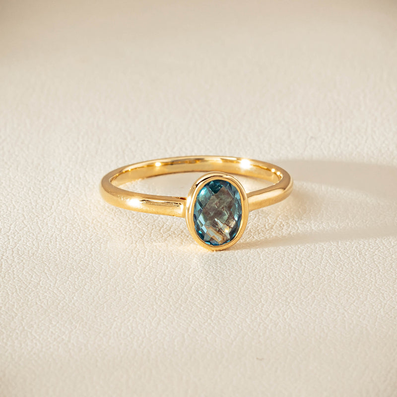 9ct Yellow Gold Blue Topaz Iris Ring - Ring - Walker & Hall