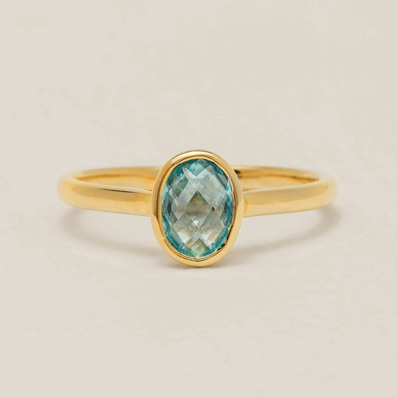 9ct Yellow Gold Blue Topaz Iris Ring - Ring - Walker & Hall