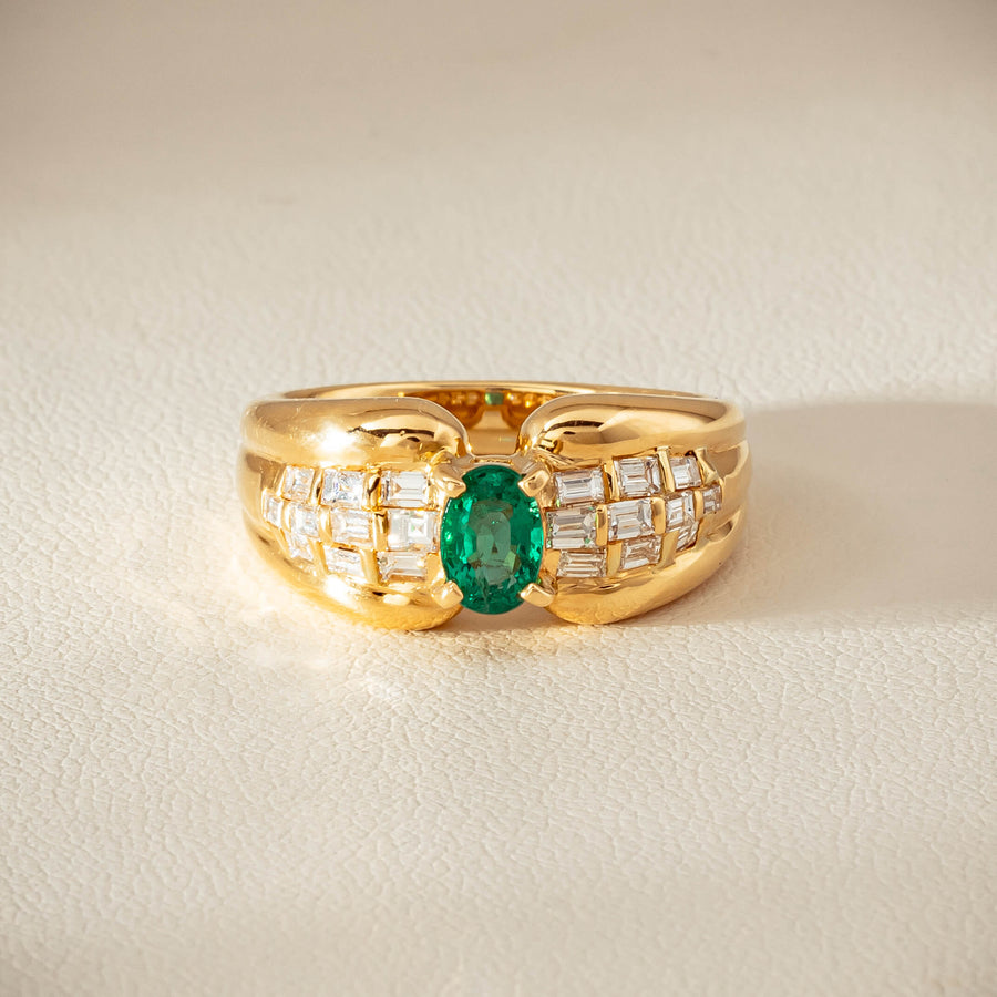 Deja Vu 18ct Yellow Gold .51ct Emerald & Diamond Ring - Ring - Walker & Hall