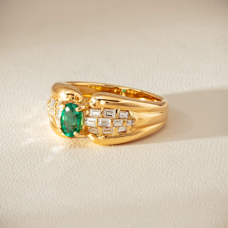 Deja Vu 18ct Yellow Gold .51ct Emerald & Diamond Ring - Ring - Walker & Hall