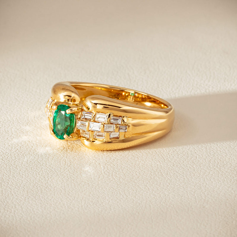 Deja Vu 18ct Yellow Gold .51ct Emerald & Diamond Ring - Ring - Walker & Hall