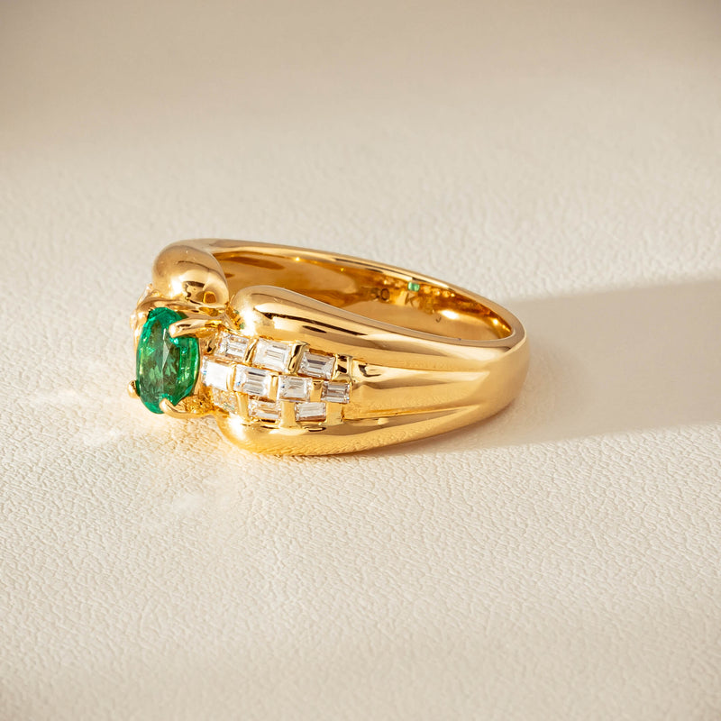 Deja Vu 18ct Yellow Gold .51ct Emerald & Diamond Ring - Ring - Walker & Hall