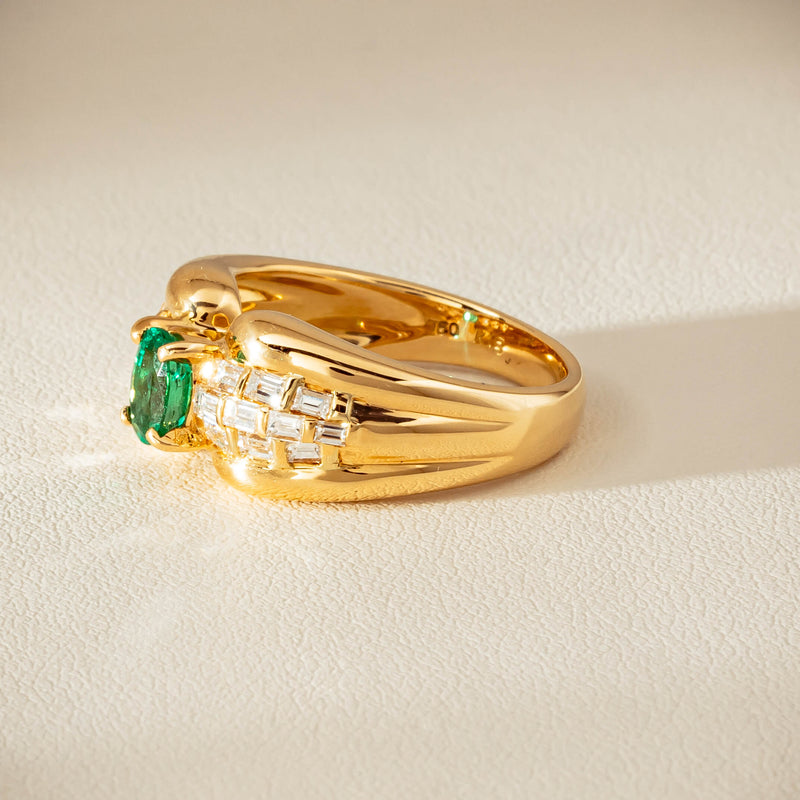 Deja Vu 18ct Yellow Gold .51ct Emerald & Diamond Ring - Ring - Walker & Hall