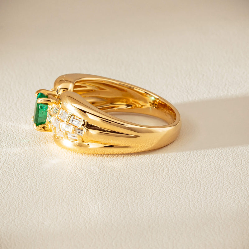 Deja Vu 18ct Yellow Gold .51ct Emerald & Diamond Ring - Ring - Walker & Hall